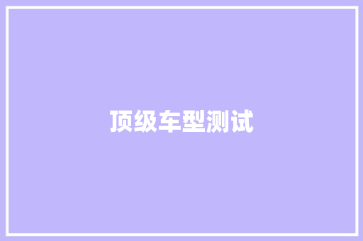 顶级车型测试