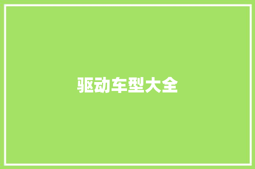 驱动车型大全
