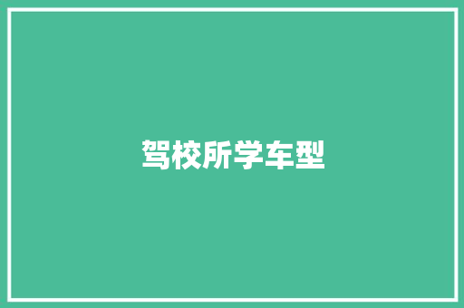 驾校所学车型 新能源汽车