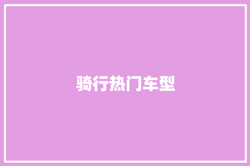 骑行热门车型