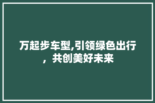 万起步车型,引领绿色出行，共创美好未来