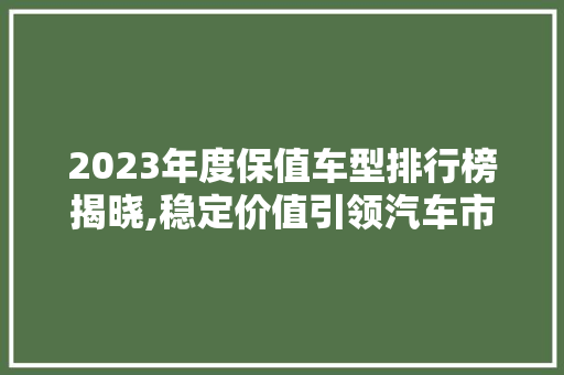 2023年度保值车型排行榜揭晓,稳定价值引领汽车市场新风向 蓄电池配件