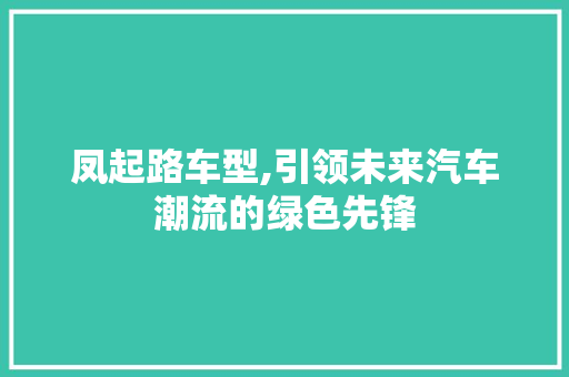 凤起路车型,引领未来汽车潮流的绿色先锋