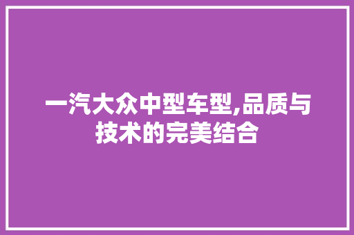 一汽大众中型车型,品质与技术的完美结合