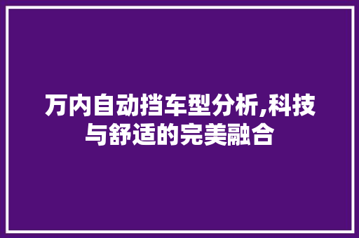 万内自动挡车型分析,科技与舒适的完美融合