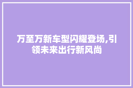 万至万新车型闪耀登场,引领未来出行新风尚