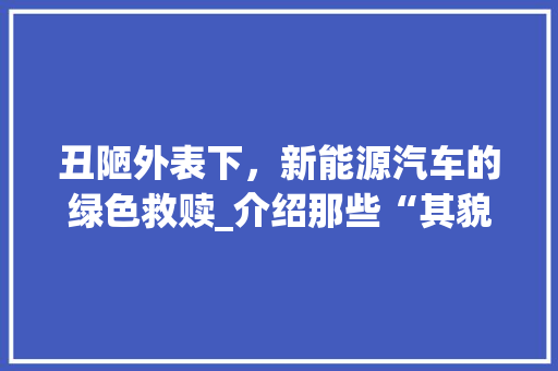 丑陋外表下，新能源汽车的绿色救赎_介绍那些“其貌不扬”的电动车 底盘配件