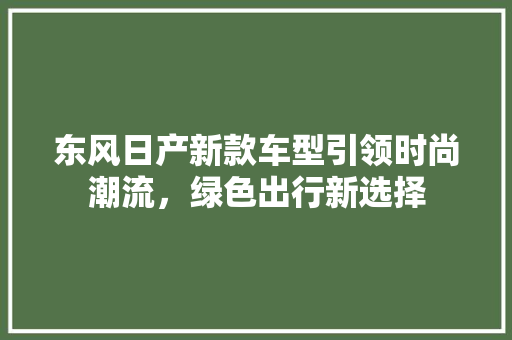 东风日产新款车型引领时尚潮流，绿色出行新选择