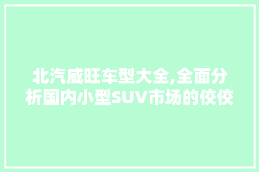 北汽威旺车型大全,全面分析国内小型SUV市场的佼佼者