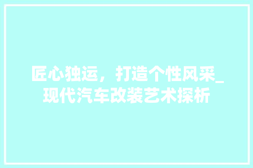 匠心独运，打造个性风采_现代汽车改装艺术探析