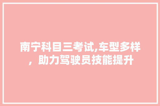 南宁科目三考试,车型多样，助力驾驶员技能提升