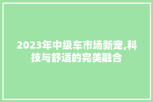 2023年中级车市场新宠,科技与舒适的完美融合
