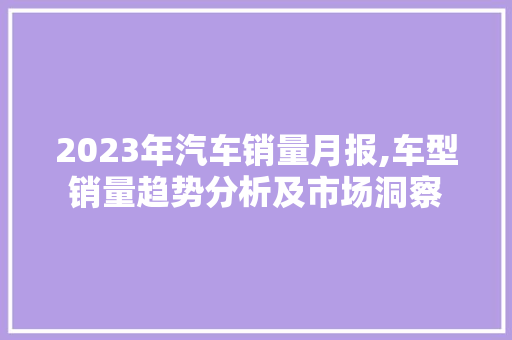 2023年汽车销量月报,车型销量趋势分析及市场洞察