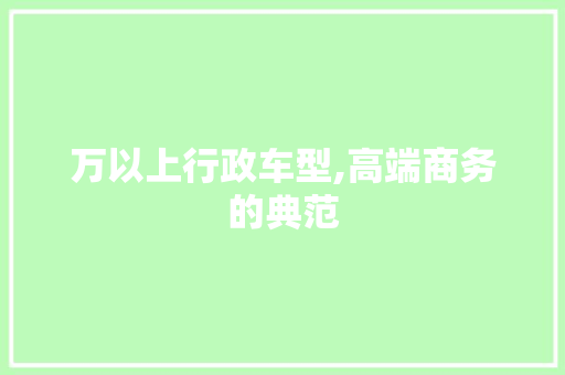 万以上行政车型,高端商务的典范