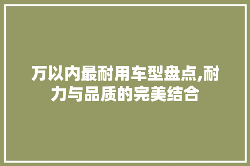万以内最耐用车型盘点,耐力与品质的完美结合