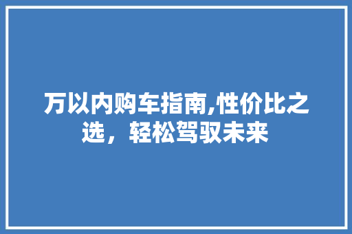 万以内购车指南,性价比之选，轻松驾驭未来 发动机配件