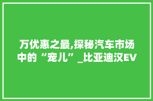 万优惠之最,探秘汽车市场中的“宠儿”_比亚迪汉EV