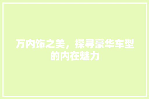 万内饰之美，探寻豪华车型的内在魅力