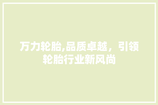 万力轮胎,品质卓越，引领轮胎行业新风尚
