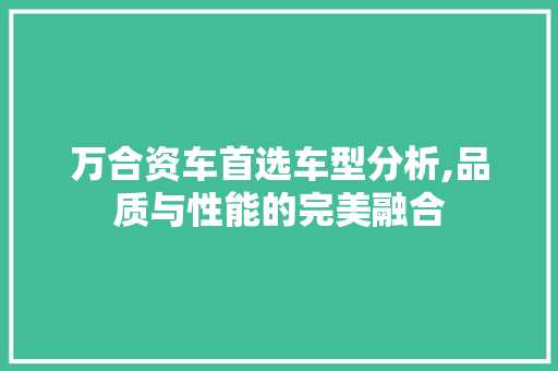 万合资车首选车型分析,品质与性能的完美融合