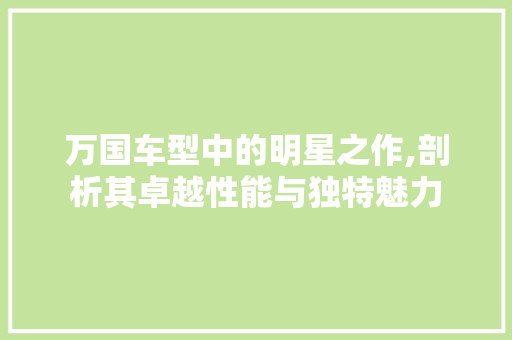 万国车型中的明星之作,剖析其卓越性能与独特魅力