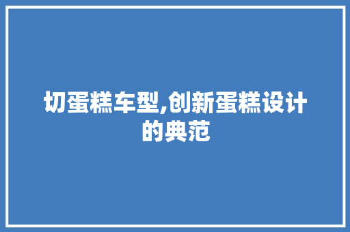 切蛋糕车型,创新蛋糕设计的典范