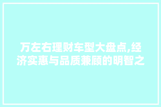 万左右理财车型大盘点,经济实惠与品质兼顾的明智之选