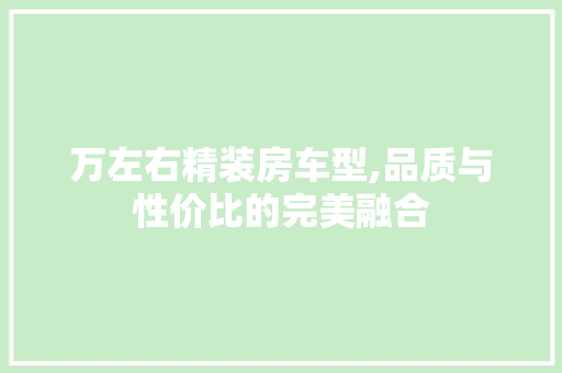 万左右精装房车型,品质与性价比的完美融合