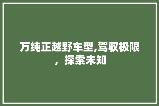 万纯正越野车型,驾驭极限，探索未知