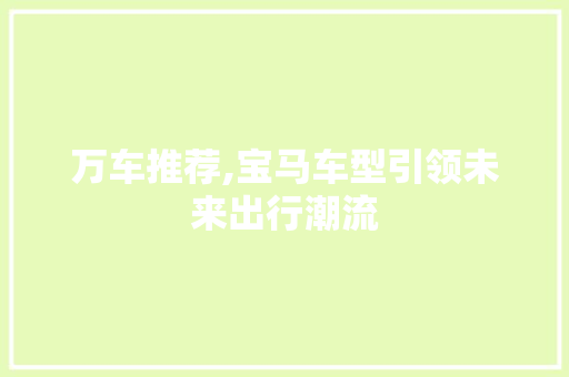 万车推荐,宝马车型引领未来出行潮流