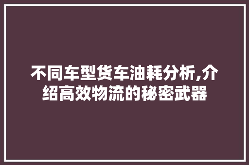 不同车型货车油耗分析,介绍高效物流的秘密武器