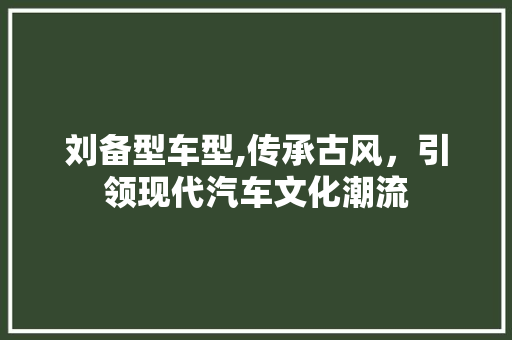 刘备型车型,传承古风，引领现代汽车文化潮流