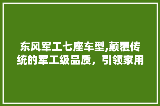 东风军工七座车型,颠覆传统的军工级品质，引领家用车新潮流