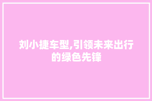 刘小捷车型,引领未来出行的绿色先锋