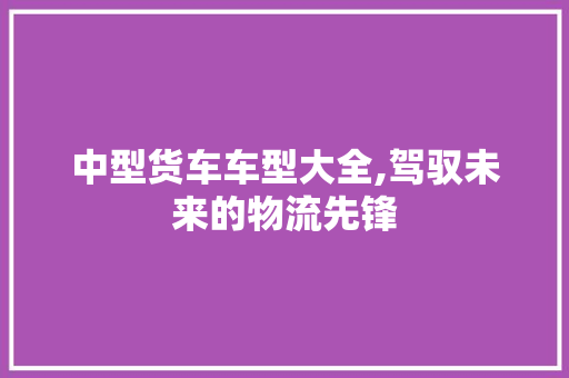 中型货车车型大全,驾驭未来的物流先锋