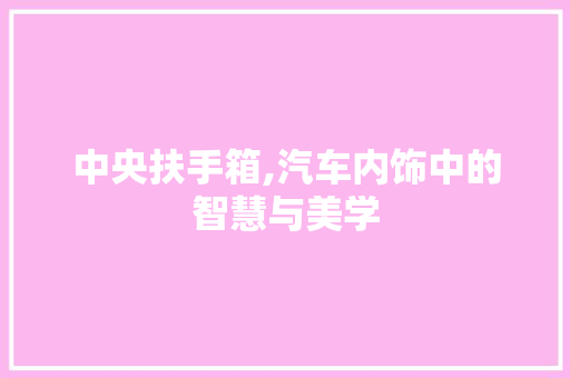 中央扶手箱,汽车内饰中的智慧与美学
