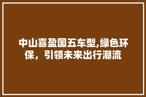 中山喜盈国五车型,绿色环保，引领未来出行潮流