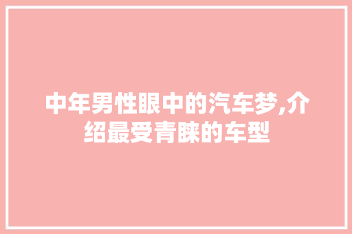 中年男性眼中的汽车梦,介绍最受青睐的车型