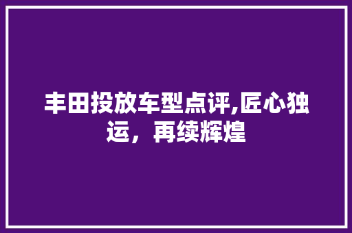 丰田投放车型点评,匠心独运，再续辉煌