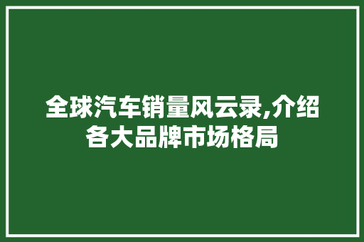 全球汽车销量风云录,介绍各大品牌市场格局