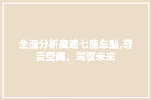 全面分析奥迪七座车型,尊贵空间，驾驭未来 蓄电池配件