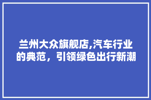 兰州大众旗舰店,汽车行业的典范，引领绿色出行新潮流