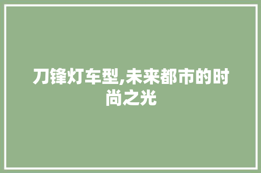 刀锋灯车型,未来都市的时尚之光