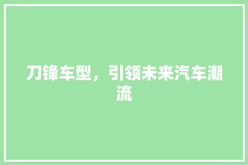 刀锋车型，引领未来汽车潮流