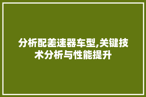分析配差速器车型,关键技术分析与性能提升