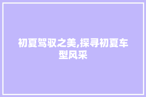 初夏驾驭之美,探寻初夏车型风采