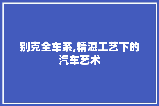 别克全车系,精湛工艺下的汽车艺术