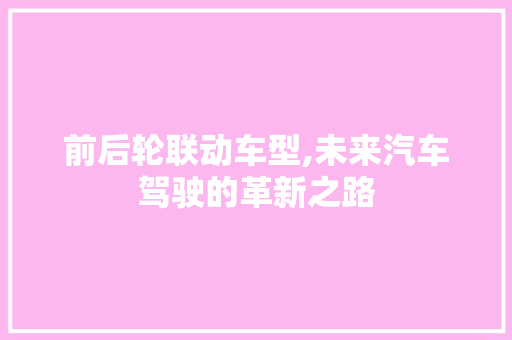 前后轮联动车型,未来汽车驾驶的革新之路