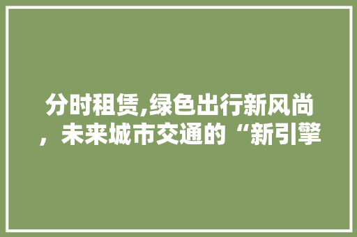 分时租赁,绿色出行新风尚，未来城市交通的“新引擎”