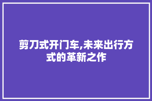 剪刀式开门车,未来出行方式的革新之作